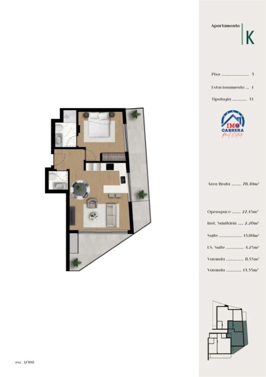 Apartamento T1 para Venda em Ponta do Sol Planta 1