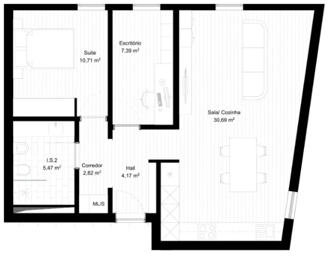 Apartamento T1 para Venda em Portimão Planta 1