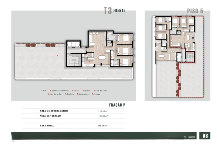 Apartamento T3 para Venda em Gualtar Planta 1