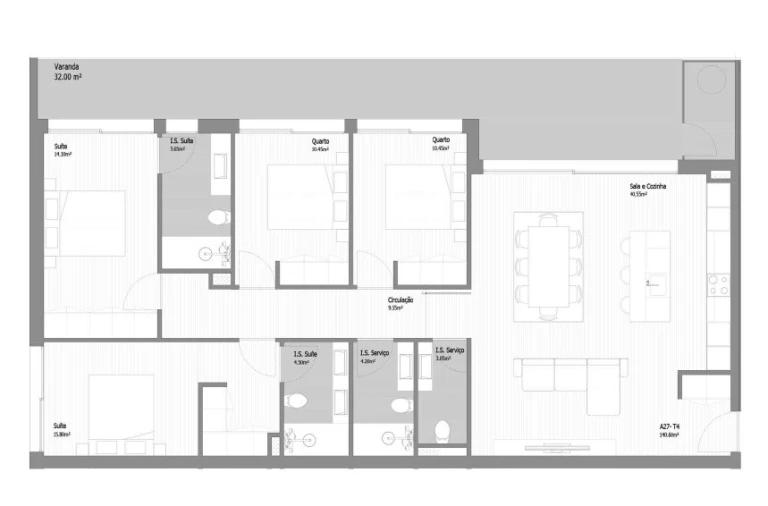 Apartamento T4 para Venda em Fânzeres e São Pedro da Cova Planta 1