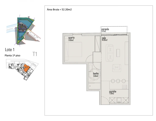 Apartamento T1 para Venda em Pedrouços Foto 8