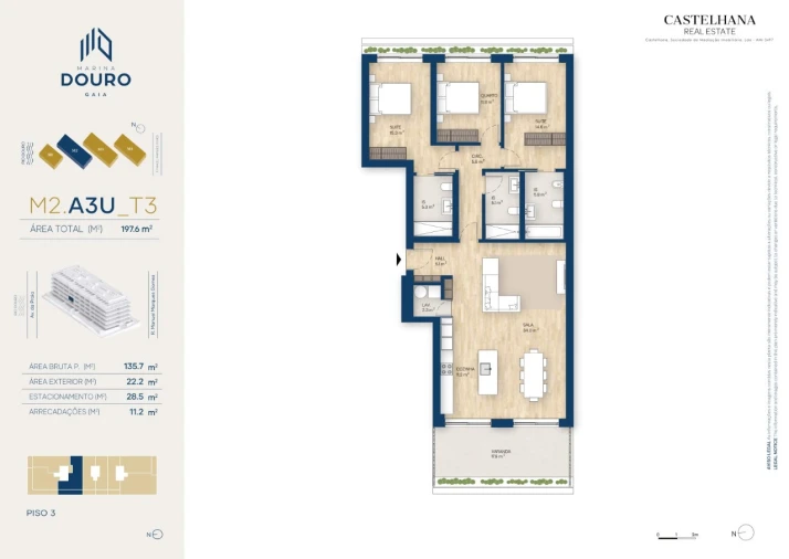 Apartamento T3 para Venda em Canidelo Planta 1