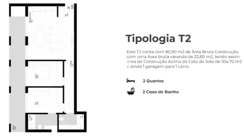 Apartamento T2 para Venda em Pedrouços