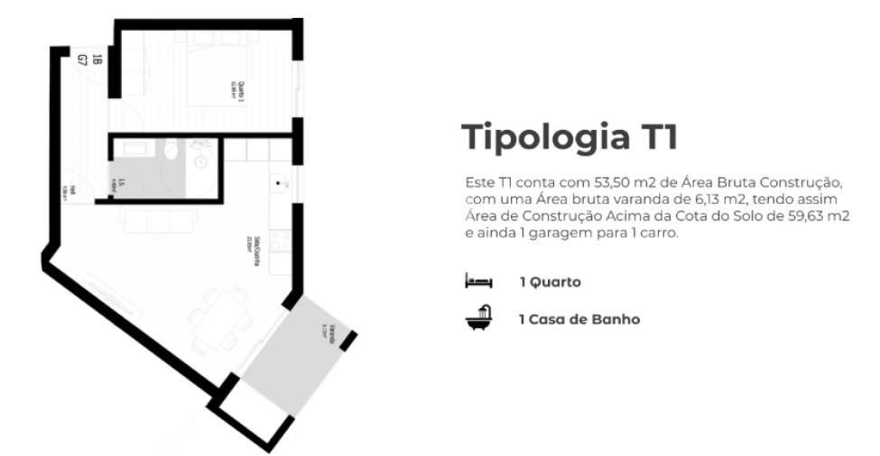 Apartamento T1 para Venda em Pedrouços Foto 7