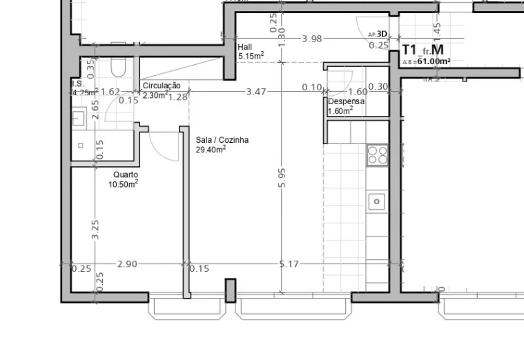 Apartamento T1 para Arrendamento em Santa Maria, São Pedro e Matacães Planta 1