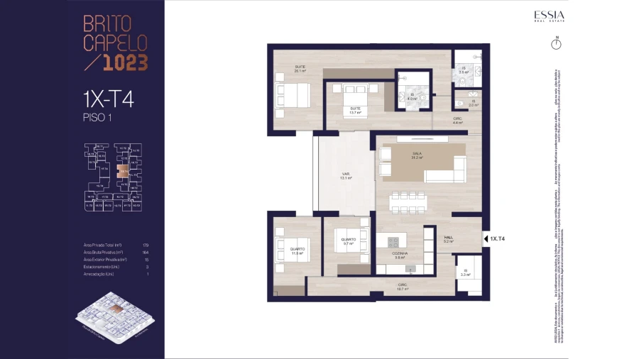 Apartamento T4 para Venda em Matosinhos e Leça da Palmeira Planta 1