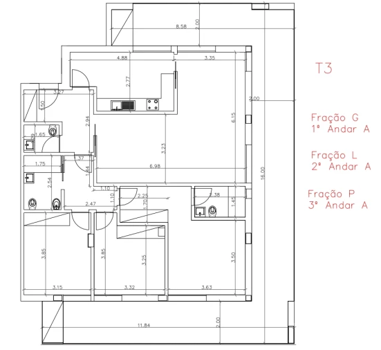 Apartamento T3 para Venda em Santo Antonio dos Olivais Planta 1