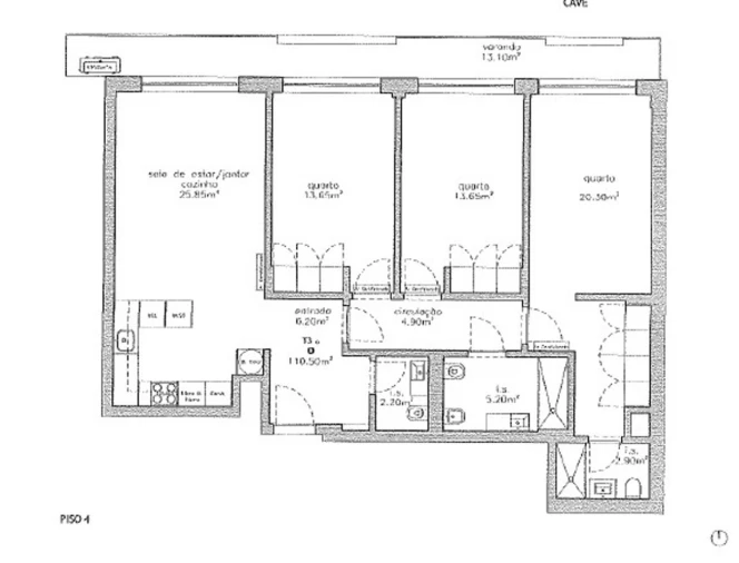 Apartamento T3 para Venda em Glória e Vera Cruz Planta 1