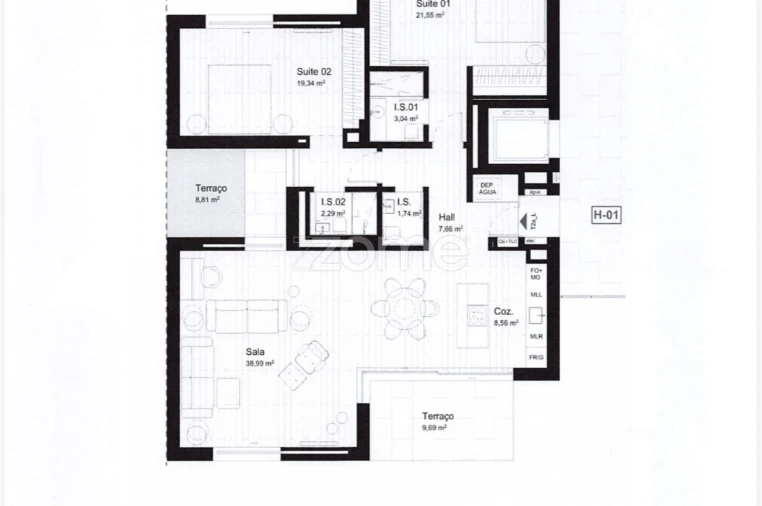 Apartamento T2 para Venda em Cascais e Estoril Planta 1
