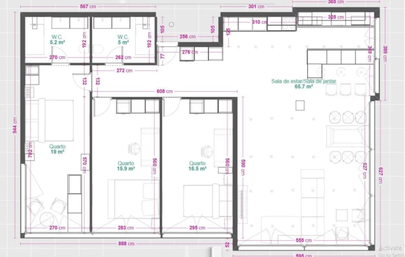 Apartamento T3 para Venda em Paranhos Planta 1