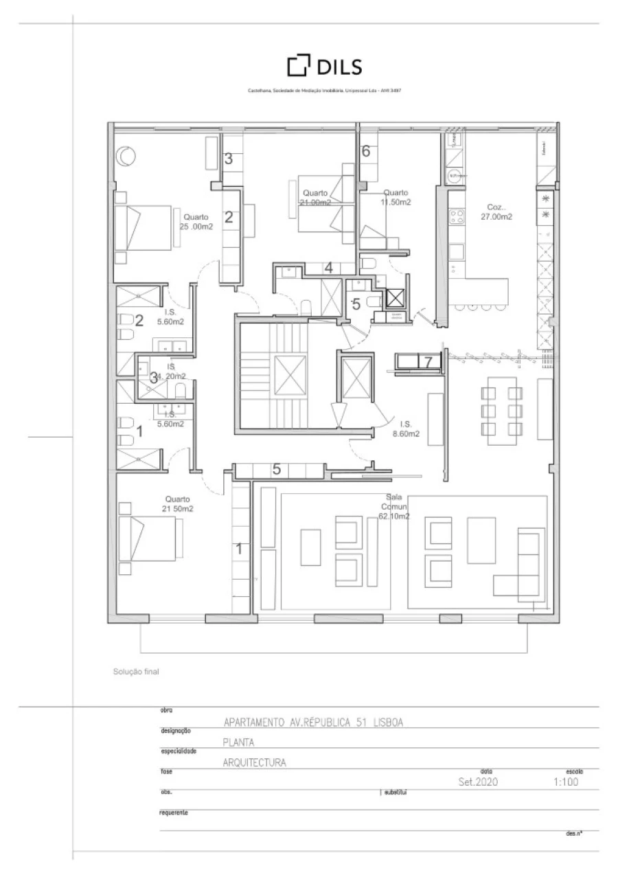 Apartamento T4 para Venda em Avenidas Novas Planta 1