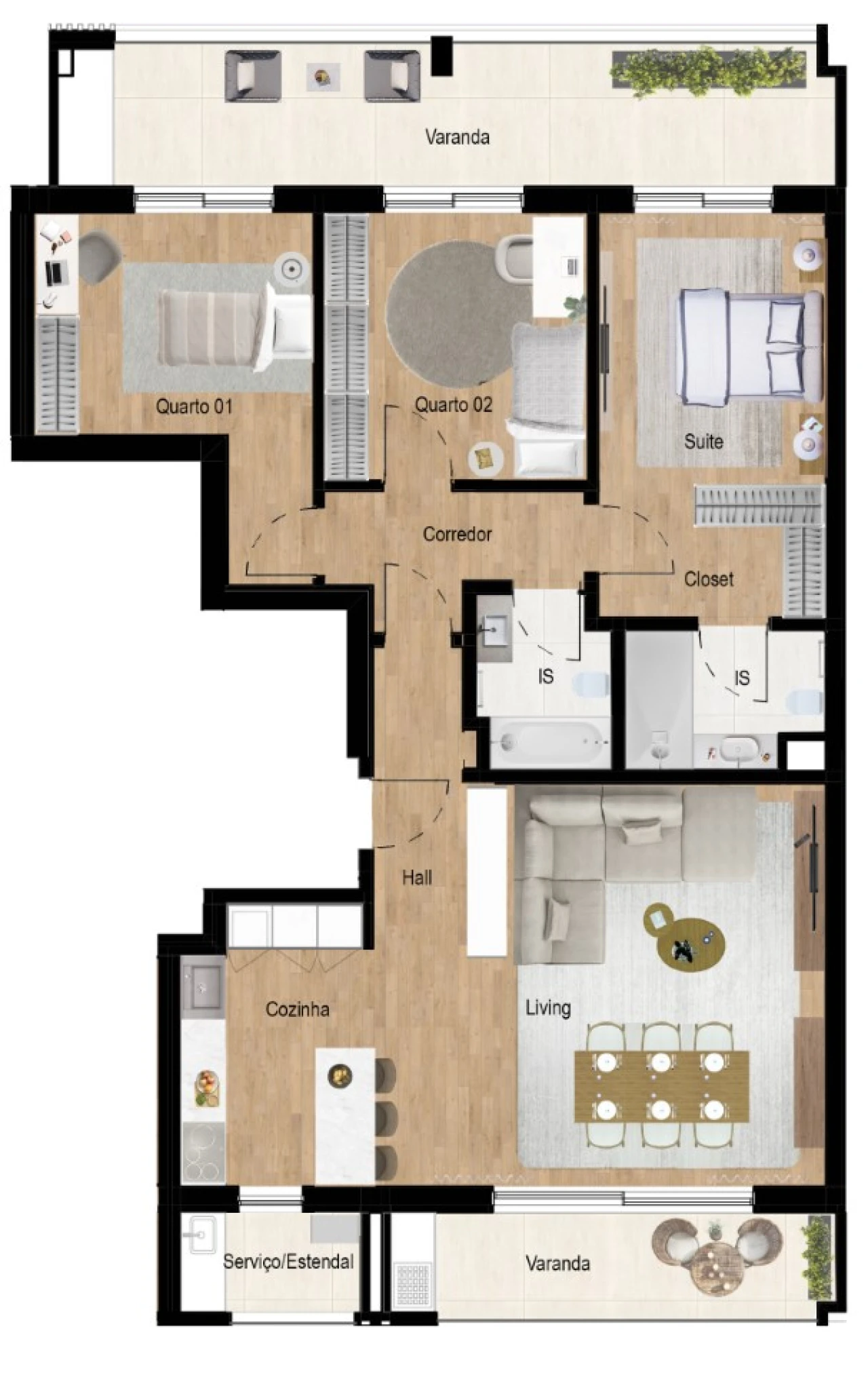 Apartamento T3 para Venda em Montijo e Afonsoeiro Planta 2
