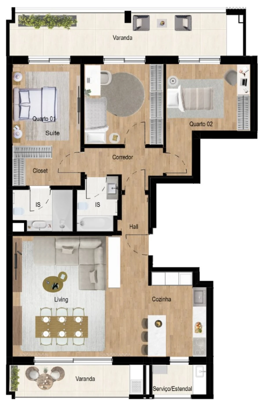 Apartamento T3 para Venda em Montijo e Afonsoeiro Planta 1