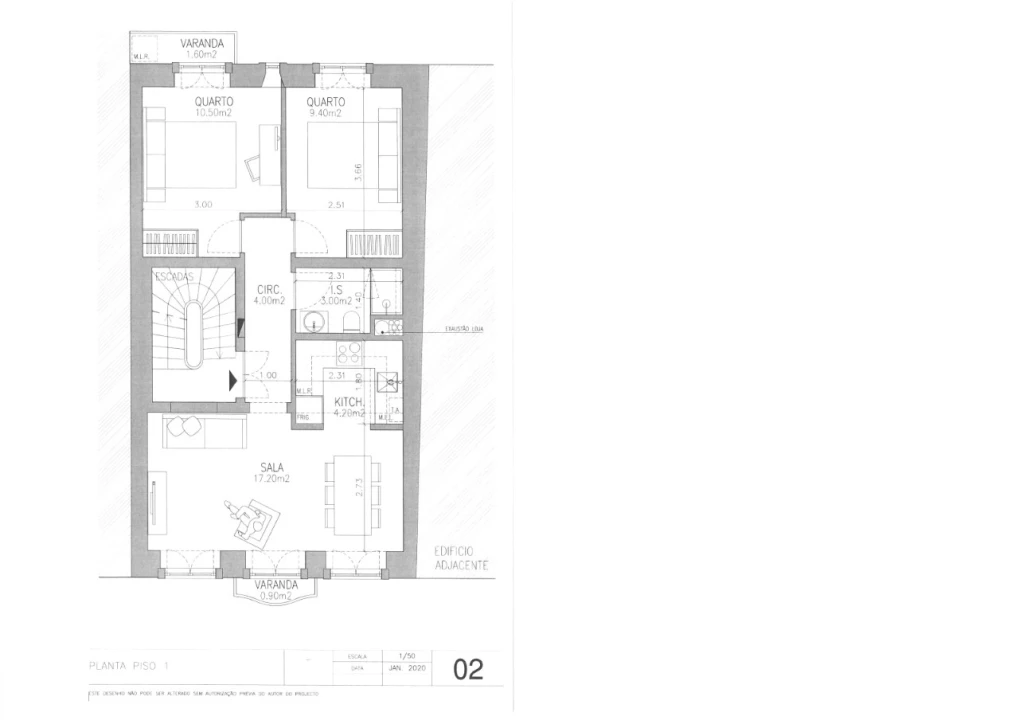 Apartamento T2 para Venda em São Vicente Planta 5