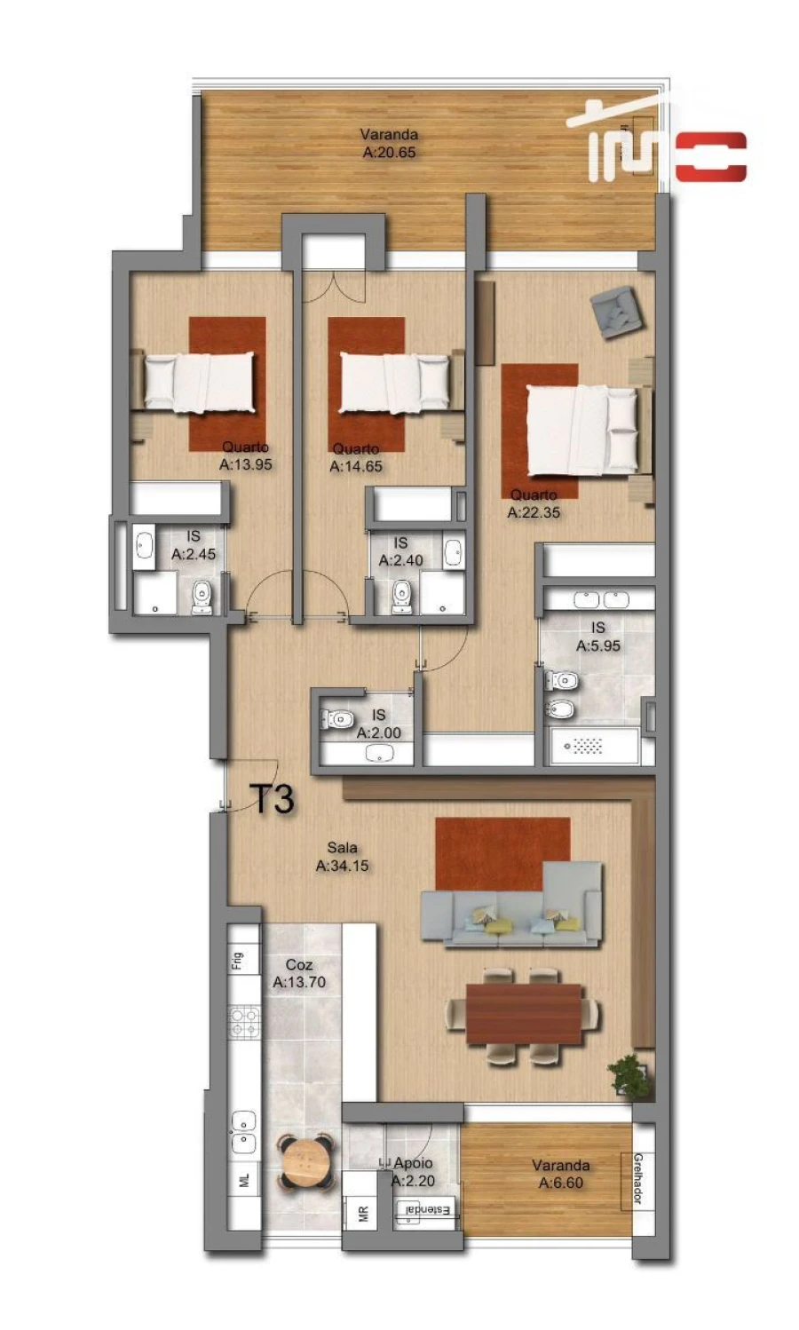 Apartamento T3 para Venda em Montijo e Afonsoeiro Foto 10