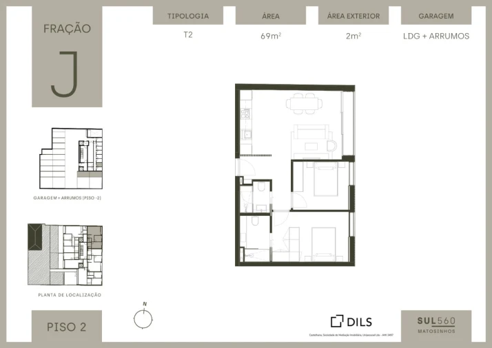 Apartamento T2 para Venda em Matosinhos e Leça da Palmeira Planta 1