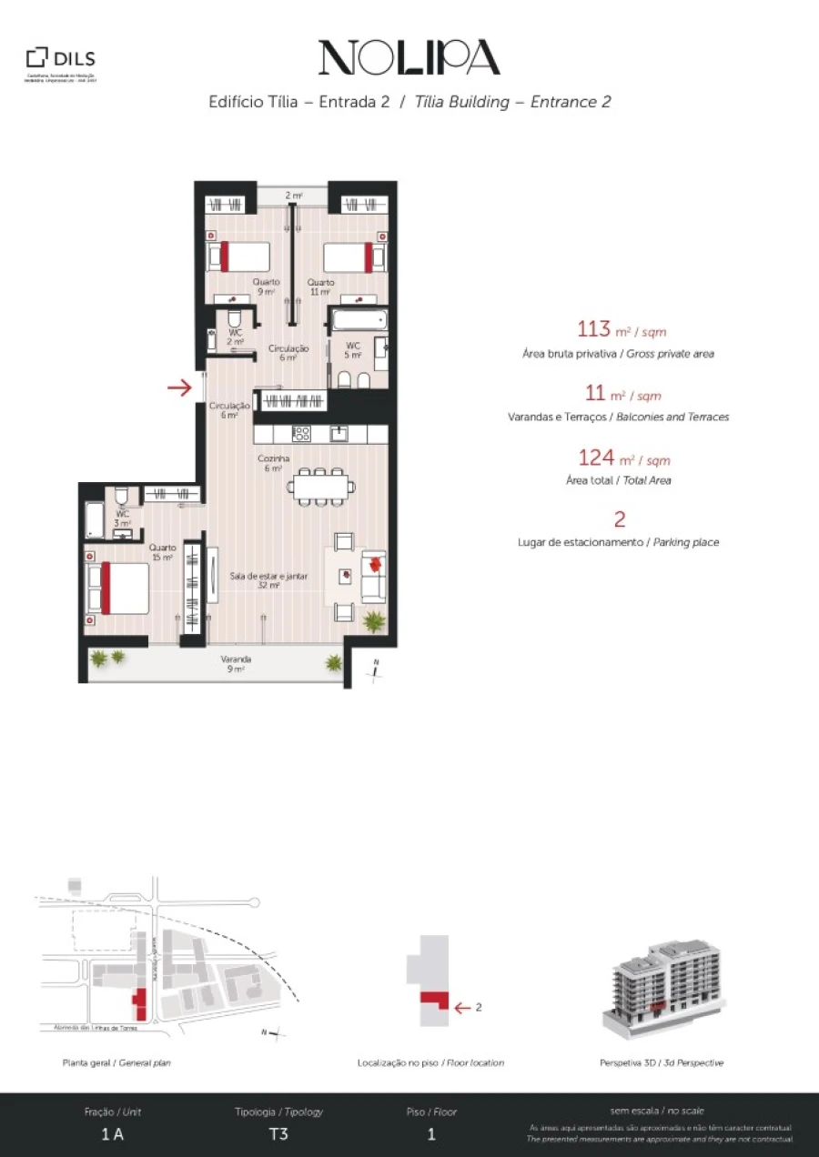 Apartamento T3 para Venda em Lumiar Planta 1