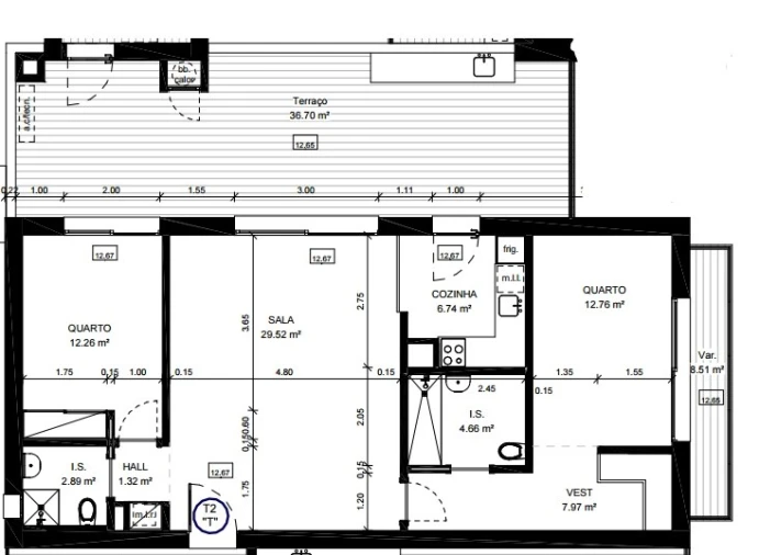 Apartamento T2 para Venda em Conceição e Cabanas de Tavira Planta 1