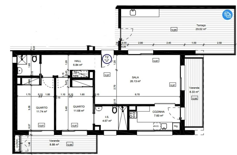 Apartamento T2 para Venda em Conceição e Cabanas de Tavira Planta 1
