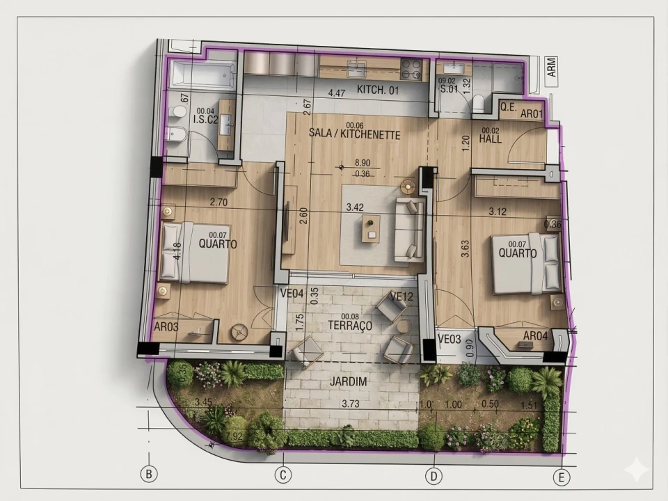 Apartamento T2 para Venda em Conceição e Cabanas de Tavira Planta 2
