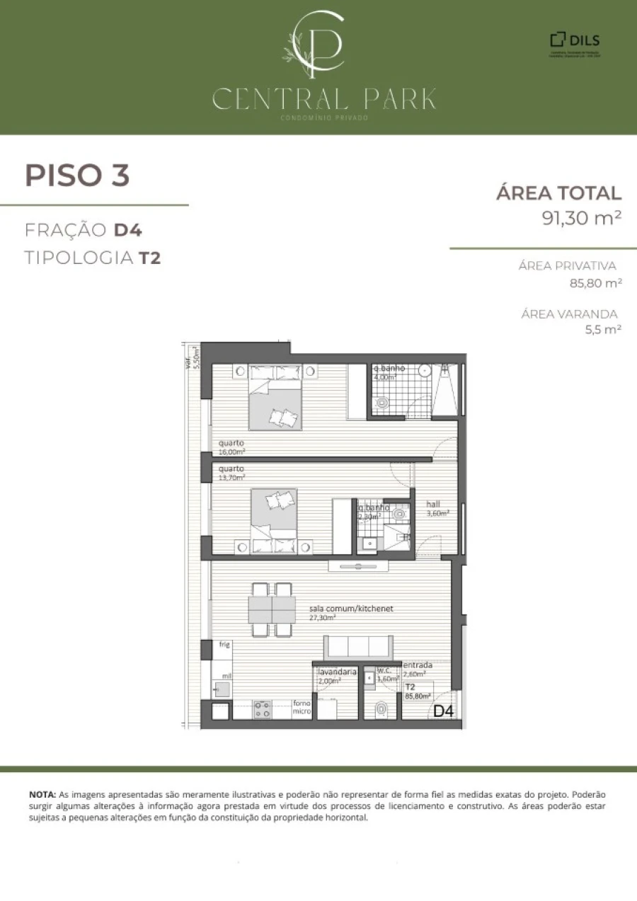 Apartamento T2 para Venda em Matosinhos e Leça da Palmeira Planta 1