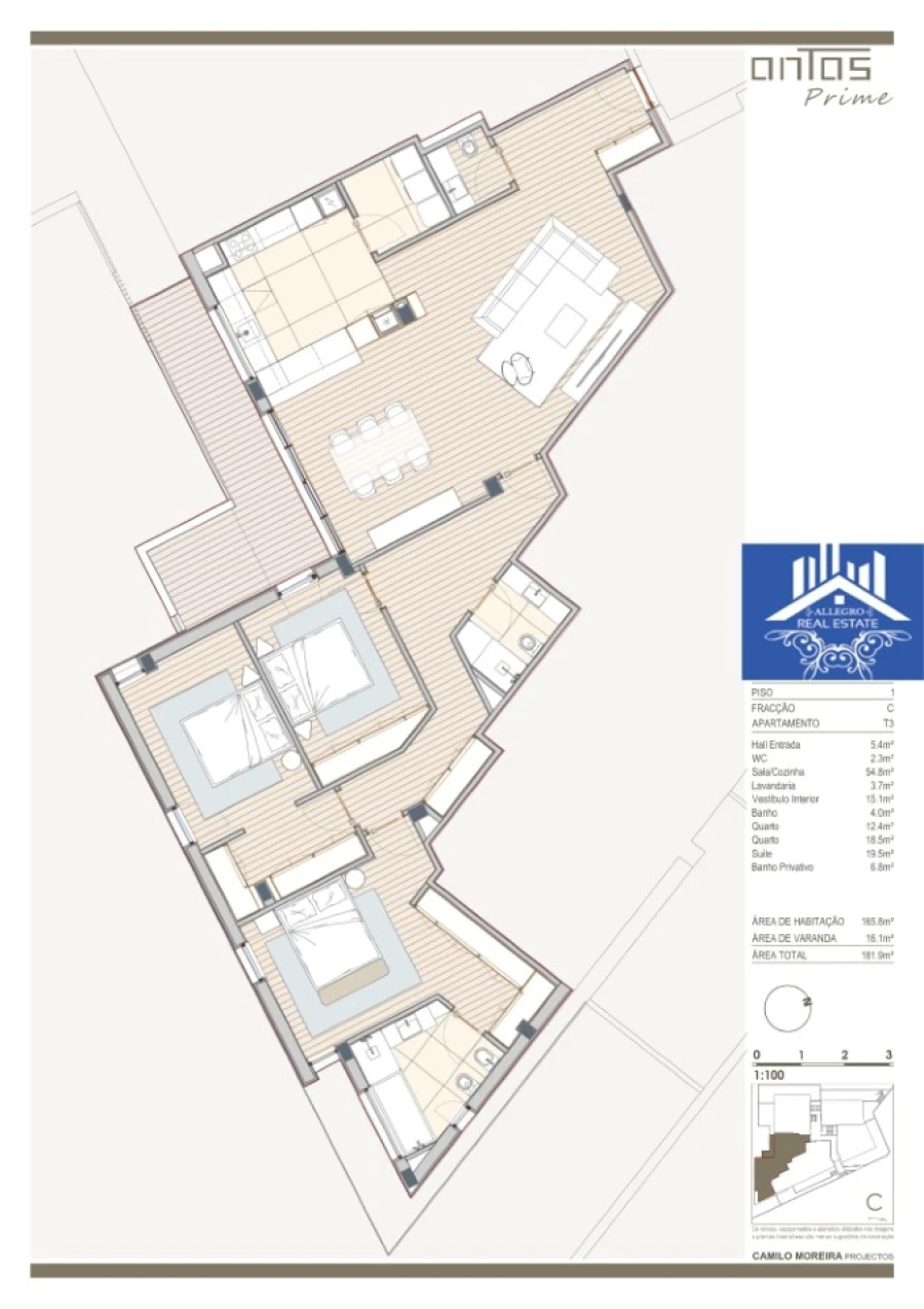 Apartamento T3 para Venda em Campanhã Planta 1