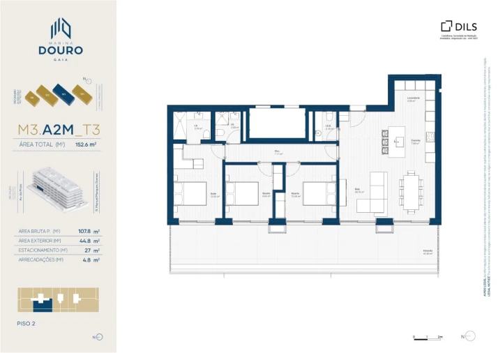 Apartamento T3 para Venda em Canidelo Planta 1