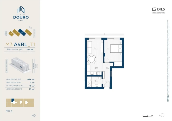 Apartamento T1 para Venda em Canidelo Planta 1