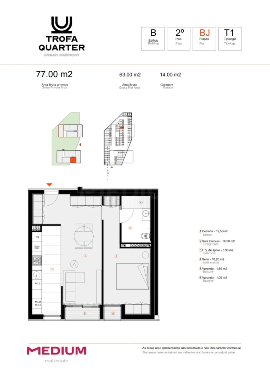 Apartamento T1 para Venda em Bougado (São Martinho e Santiago) Foto 13