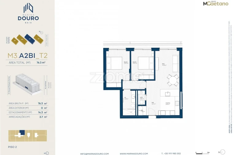Apartamento T2 para Venda em Canidelo Planta 1