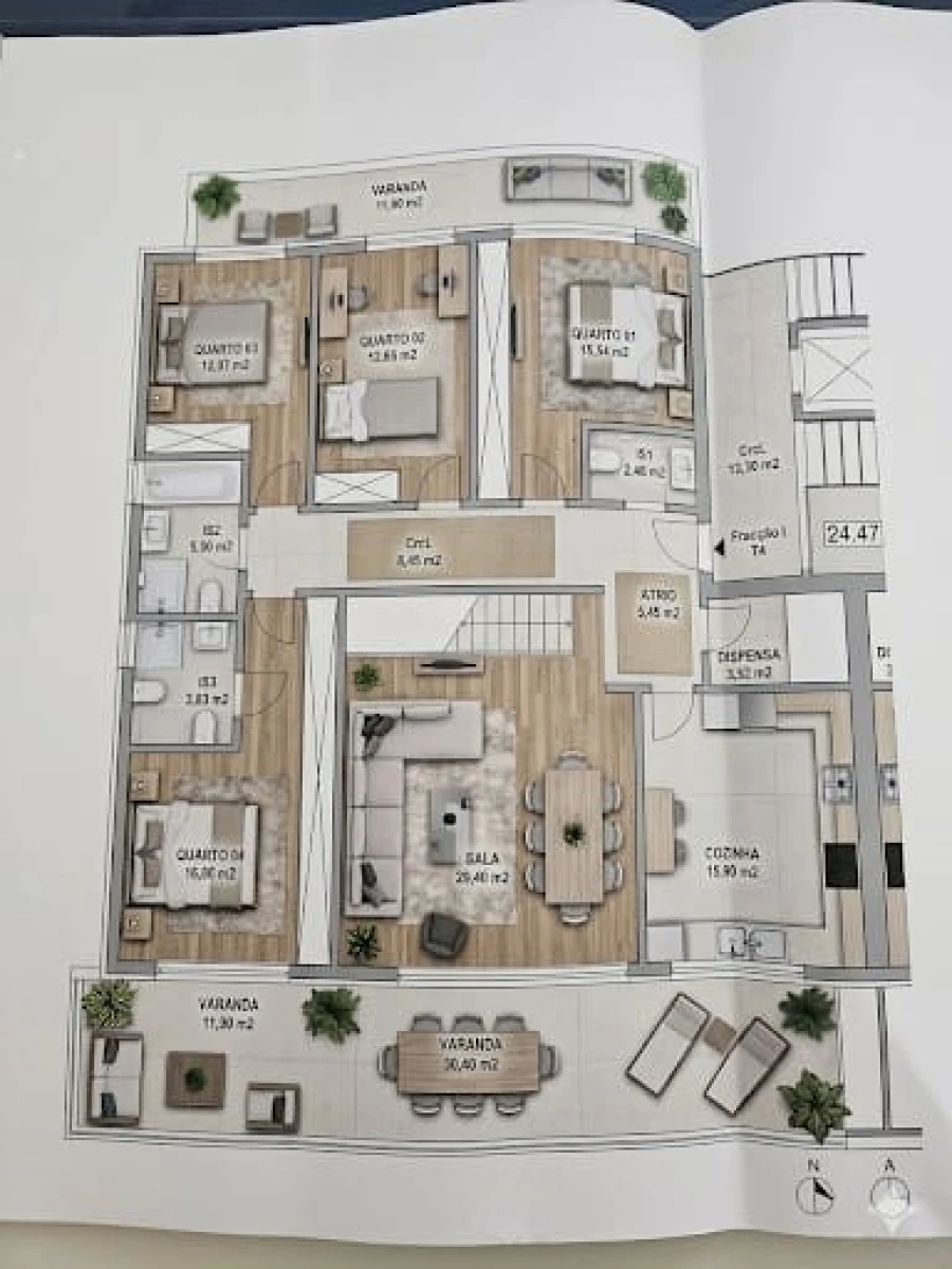 Apartamento T4 para Venda em Tavira (Santa Maria e Santiago) Planta 1