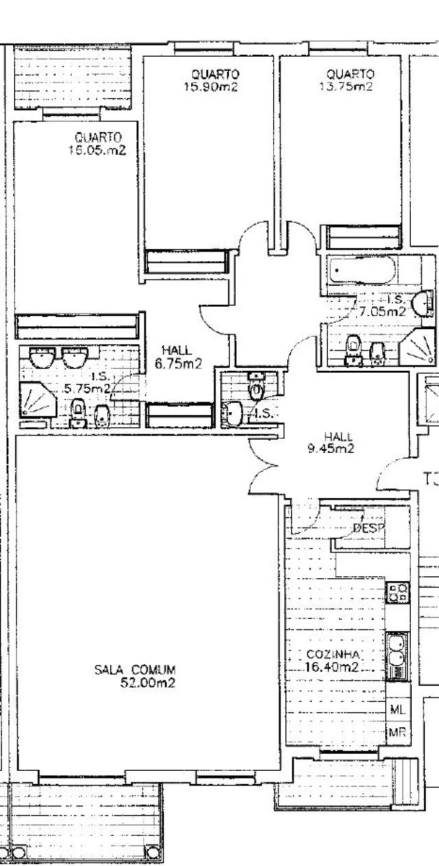 Apartamento T3 para Arrendamento em Santa Maria e São Miguel, São Martinho, São Pedro Penaferrim Planta 1