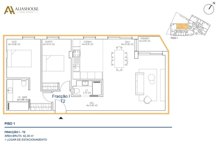 Apartamento T2 para Venda em Atouguia da Baleia Planta 1