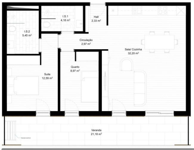Apartamento T2 para Venda em Portimão Planta 3