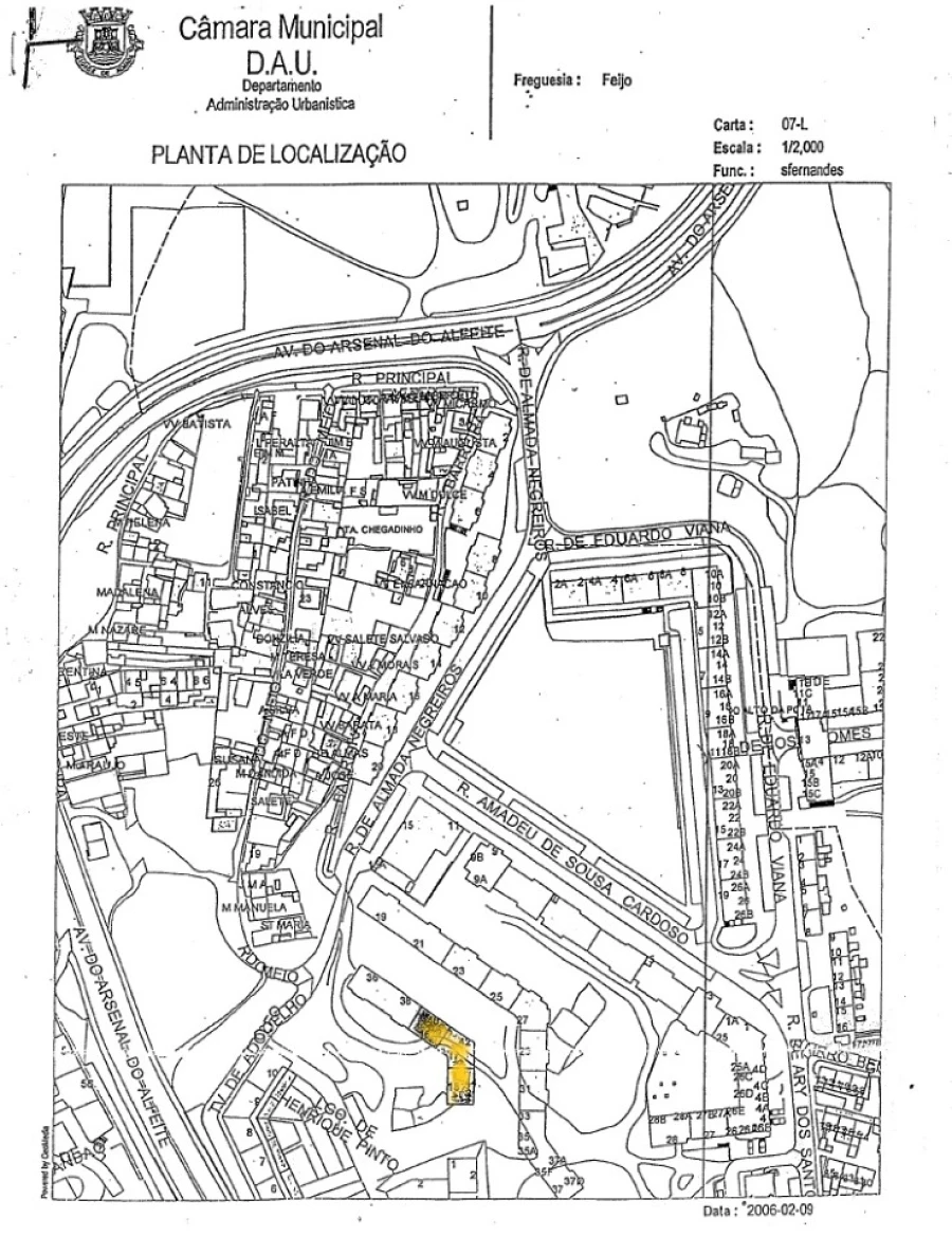 Terreno para Venda em Laranjeiro e Feijó Planta 1
