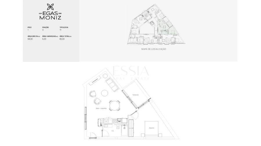 Apartamento T1 para Venda em Cedofeita, Santo Ildefonso, Sé, Miragaia, São Nicolau e Vitória Planta 1