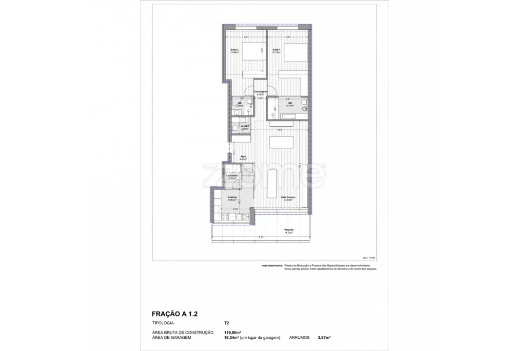 Apartamento T2 para Venda em Vila do Conde Foto 16