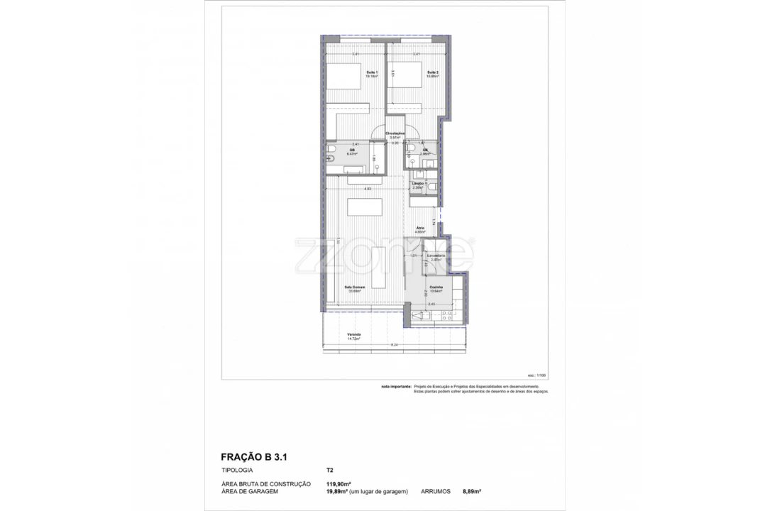 Apartamento T2 para Venda em Vila do Conde Foto 16
