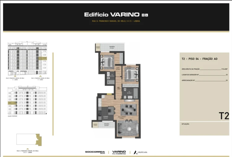 Apartamento T2 para Venda em Avenidas Novas Planta 1