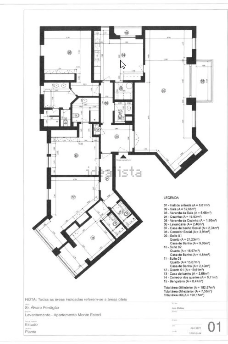 Apartamento T3 para Arrendamento em Cascais e Estoril Planta 1