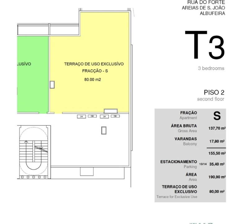 Apartamento T3 para Venda em Albufeira e Olhos de Água Planta 2