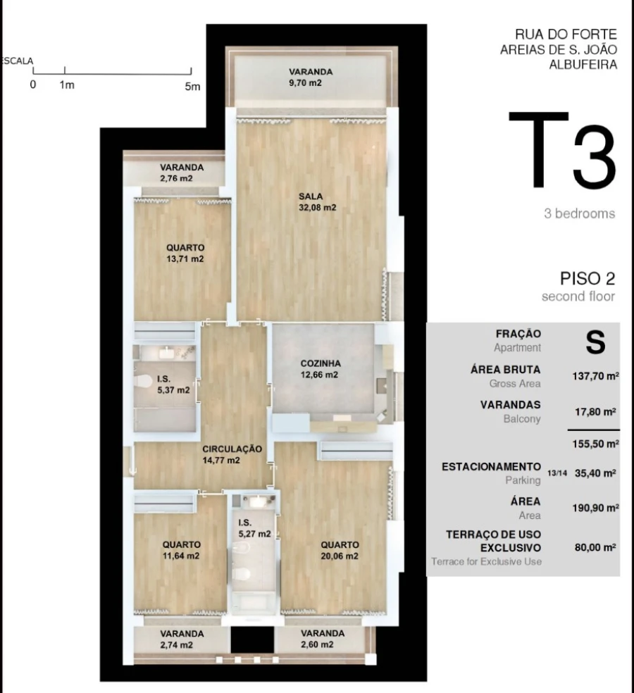 Apartamento T3 para Venda em Albufeira e Olhos de Água Planta 1