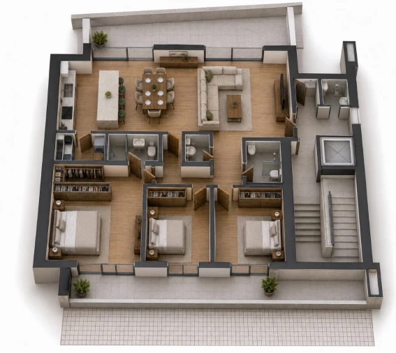Apartamento T3 para Venda em Paços de Ferreira Planta 1