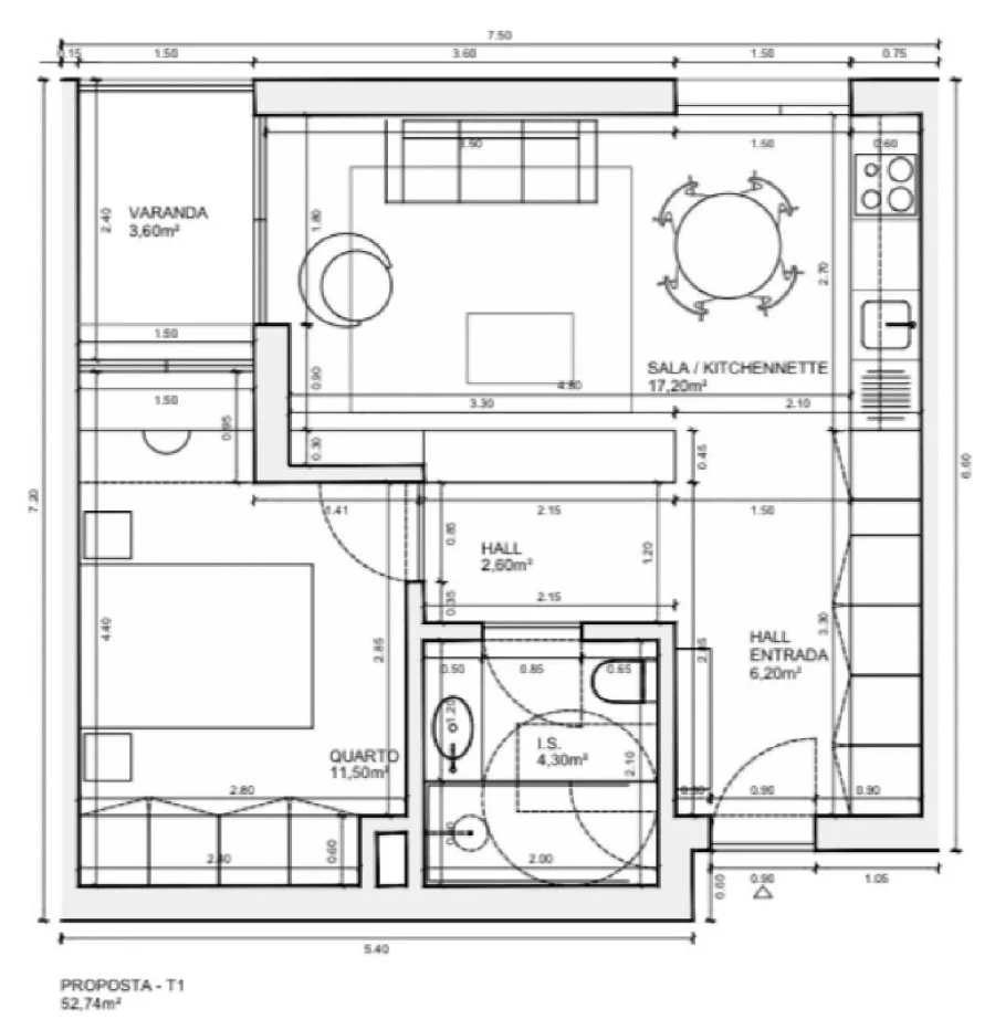 Apartamento T1 para Venda em Alfena Planta 2