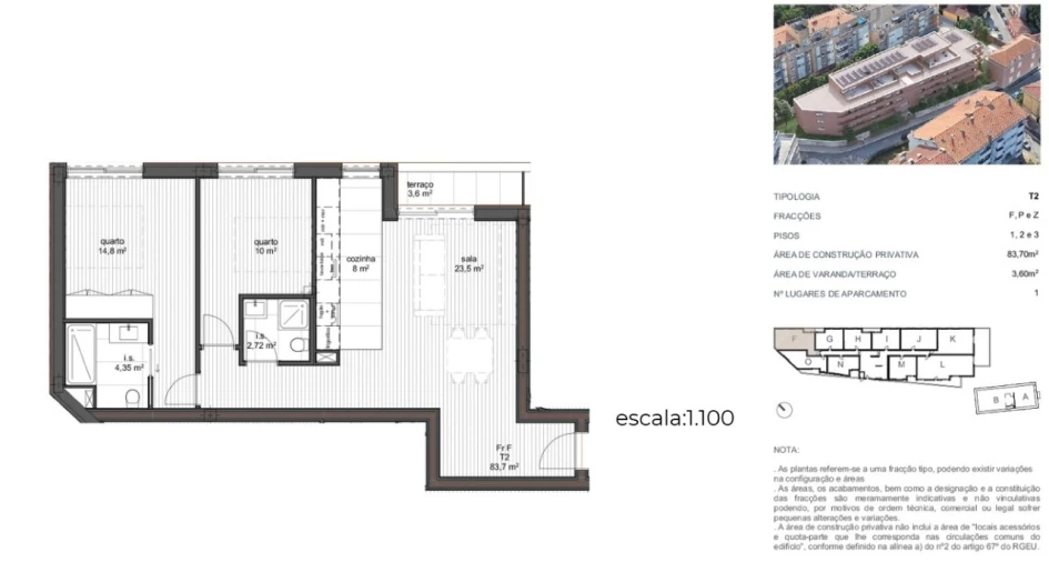 Apartamento T2 para Venda em Ramalde Planta 1