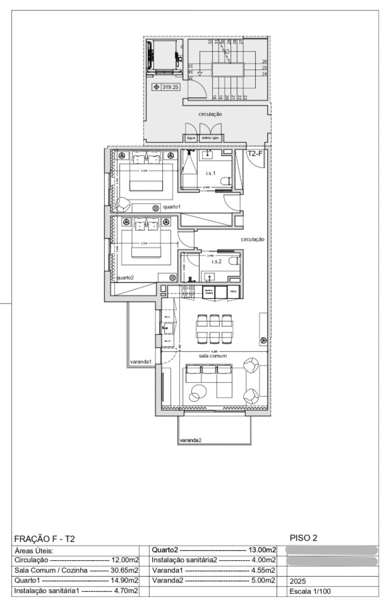 Apartamento T2 para Venda em Santo Antonio Planta 2