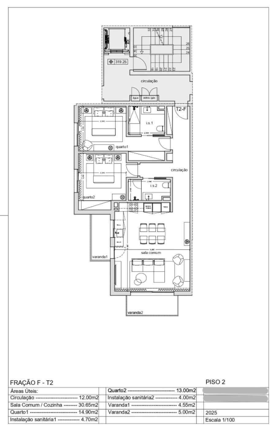 Apartamento T2 para Venda em Santo Antonio Planta 2
