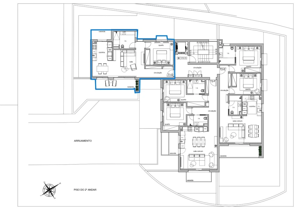Apartamento T1 para Venda em Santo Antonio Planta 2
