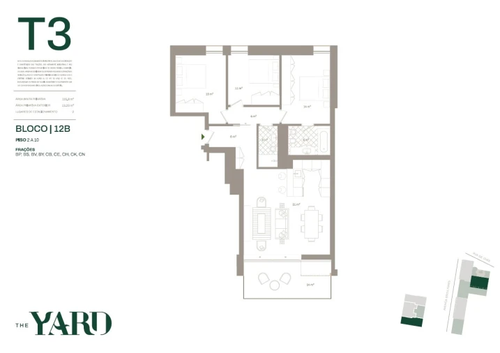Apartamento T3 para Venda em Santa Marinha e São Pedro da Afurada Planta 1