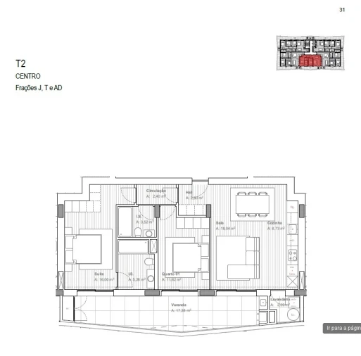 Apartamento T2 para Venda em Ferreiros e Gondizalves Planta 1